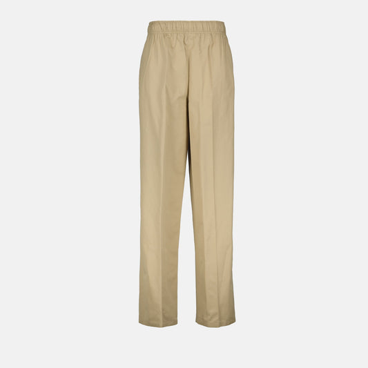 Prada beige pants, luxury straight-leg trousers, sophisticated women's pants, high-end fashion, elegant beige trousers