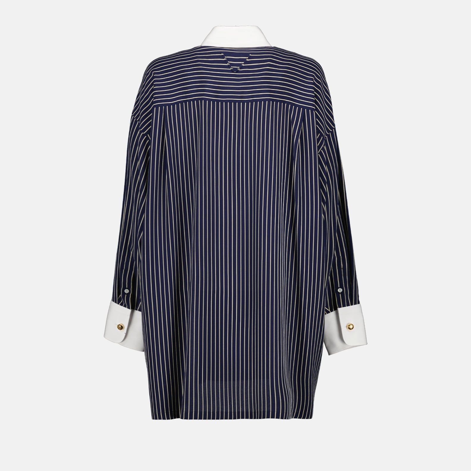 Image de chemise en soie rayée surdimensionnée de Prada pour femmes - Saison Printemps-Été 2024 - Détail vue 2