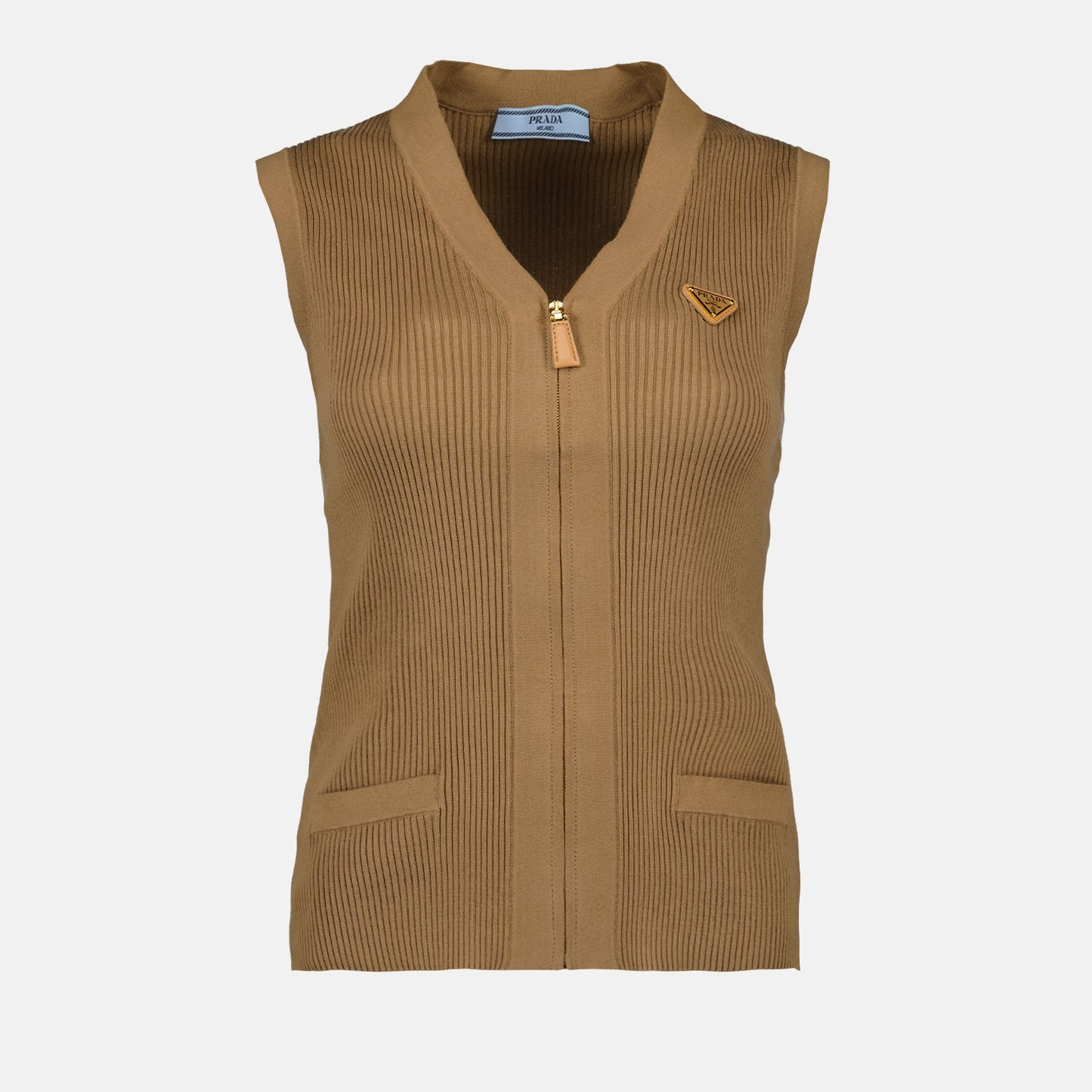 Ribbed Vest, Sleeveless Vest, Prada Vest, Luxury Fashion, High-end Wardrobe