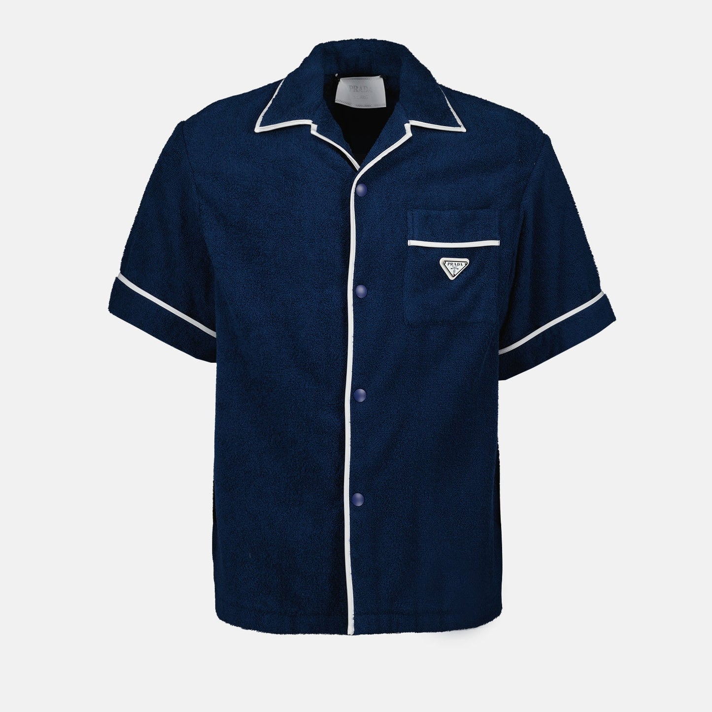 Terry Cloth Shirt, Prada Shirt, Luxury Casual Wear, Cotton Shirt, Blue Terry Cloth