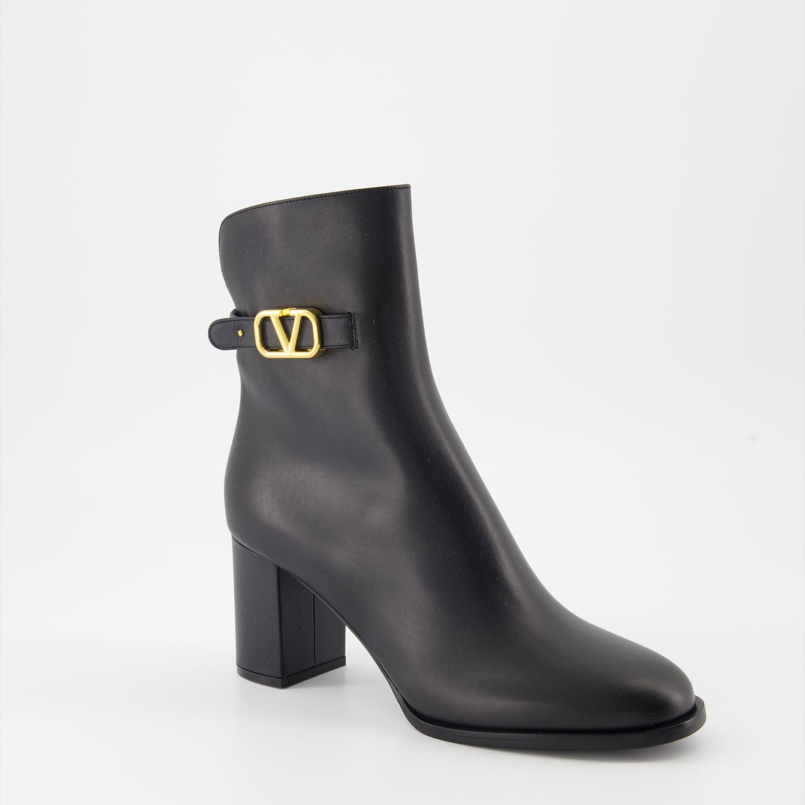 Valentino Garavani, VLogo leather boots, luxury ankle boots, designer footwear, black leather boots