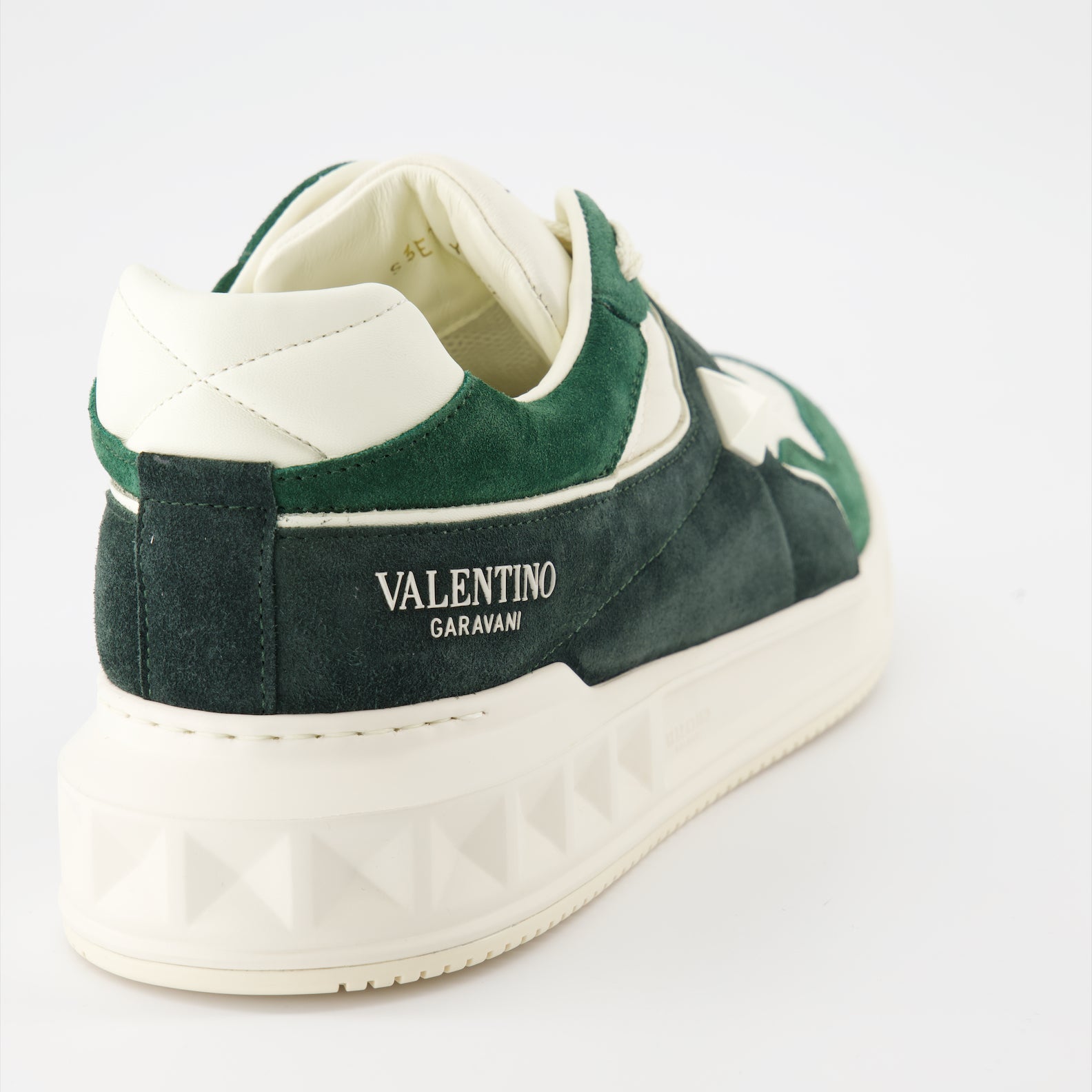 luxury sneakers, Valentino Garavani, green leather sneakers, suede footwear, designer casual shoes