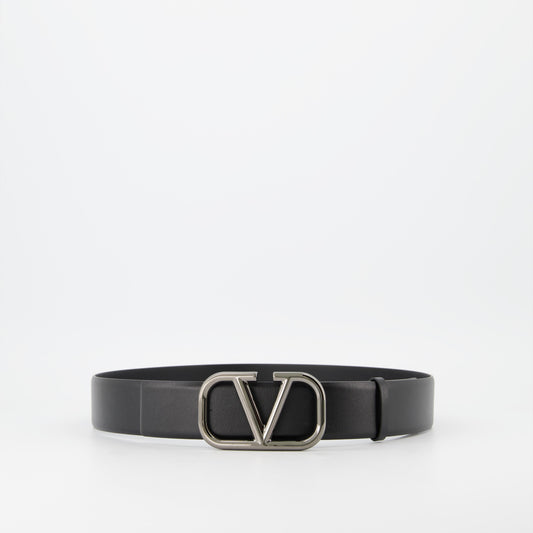 luxury belt, leather belt, Valentino Garavani, VLogo belt, black leather belt