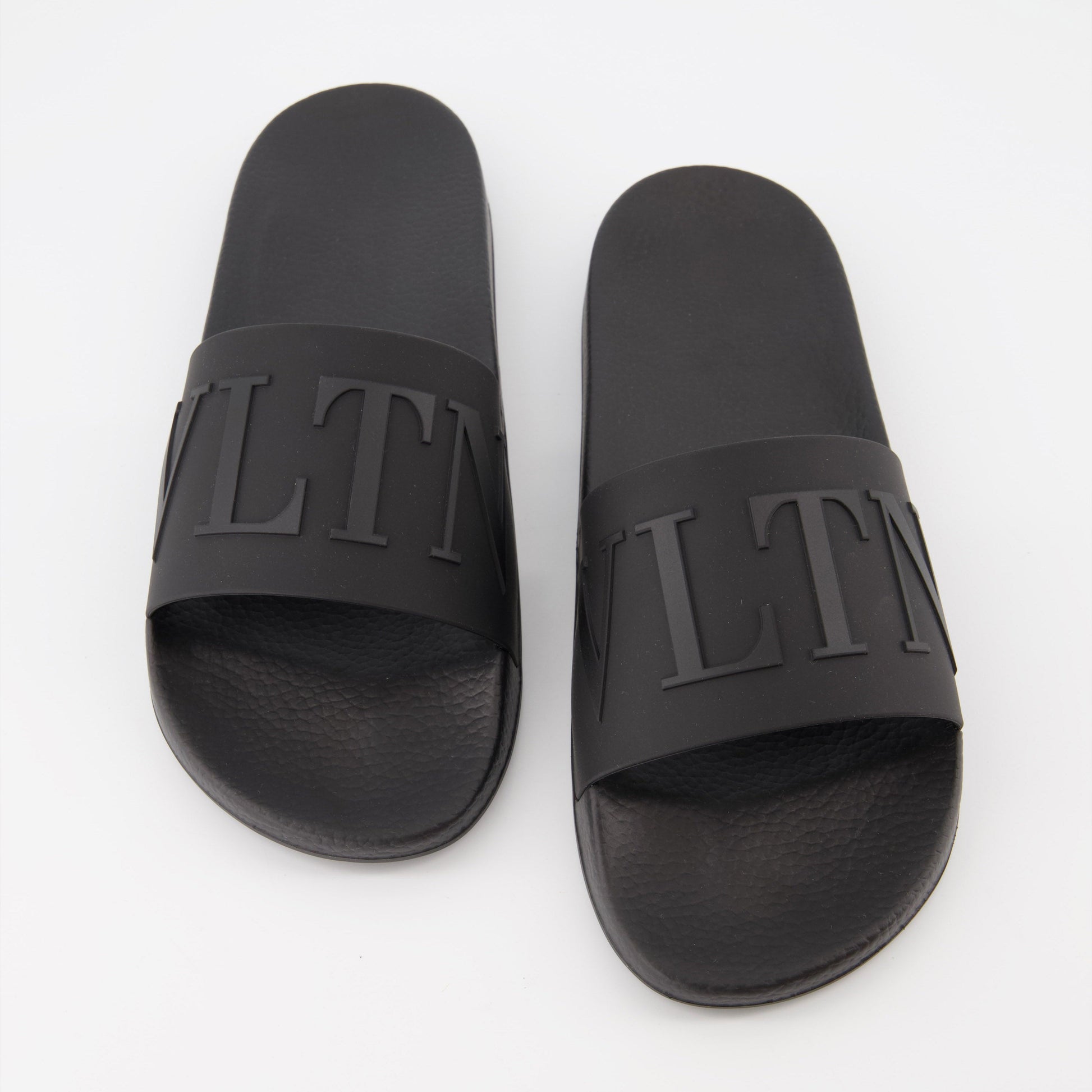 VLTN Slides, Valentino Garavani, Luxury Rubber Slides, Black Slides, Designer Footwear