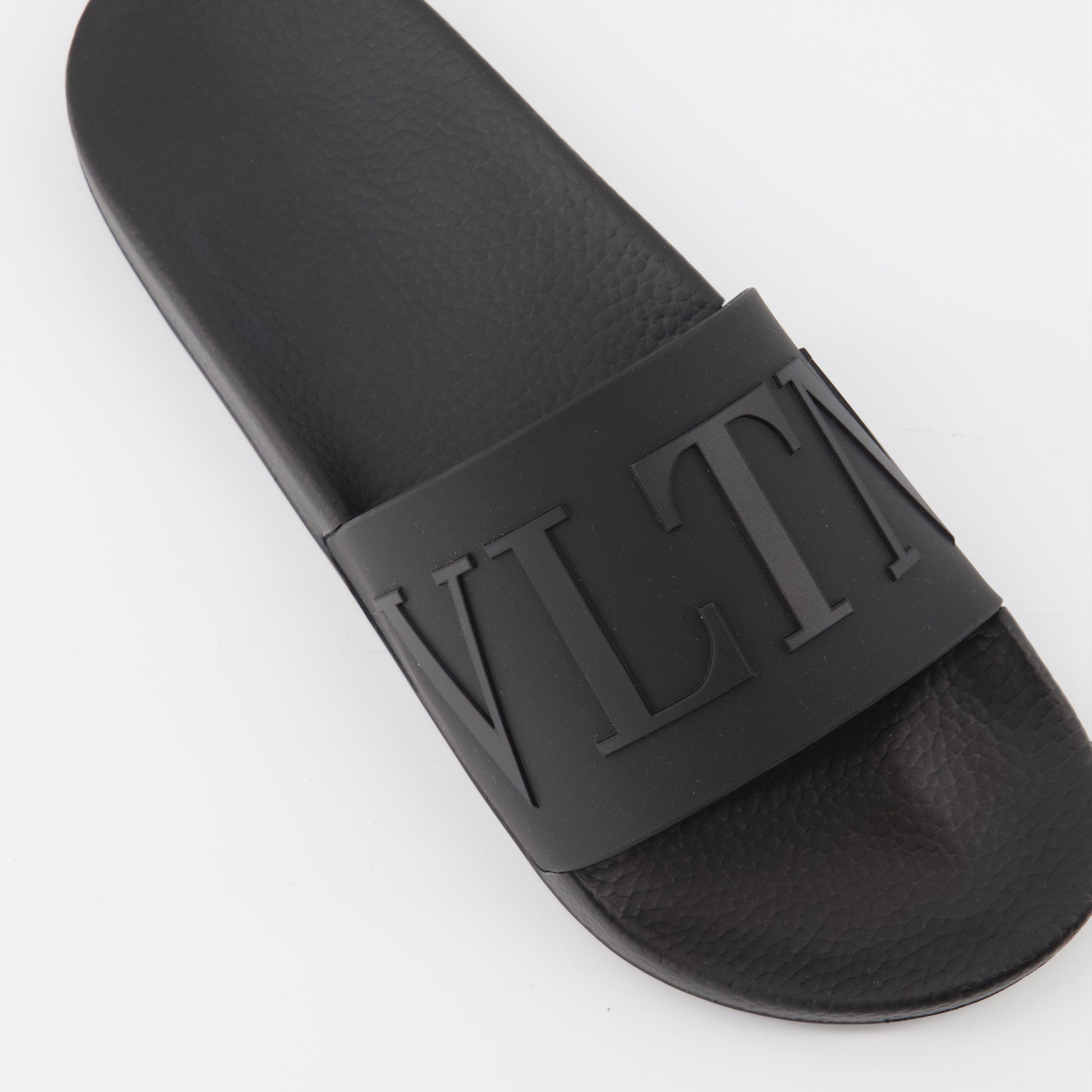 VLTN Slides, Valentino Garavani, Luxury Rubber Slides, Black Slides, Designer Footwear