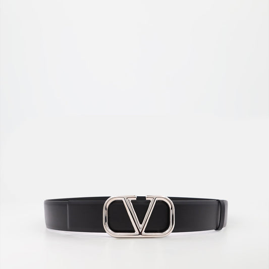 luxury belt, Valentino Garavani, black leather belt, VLogo accessory, designer menswear