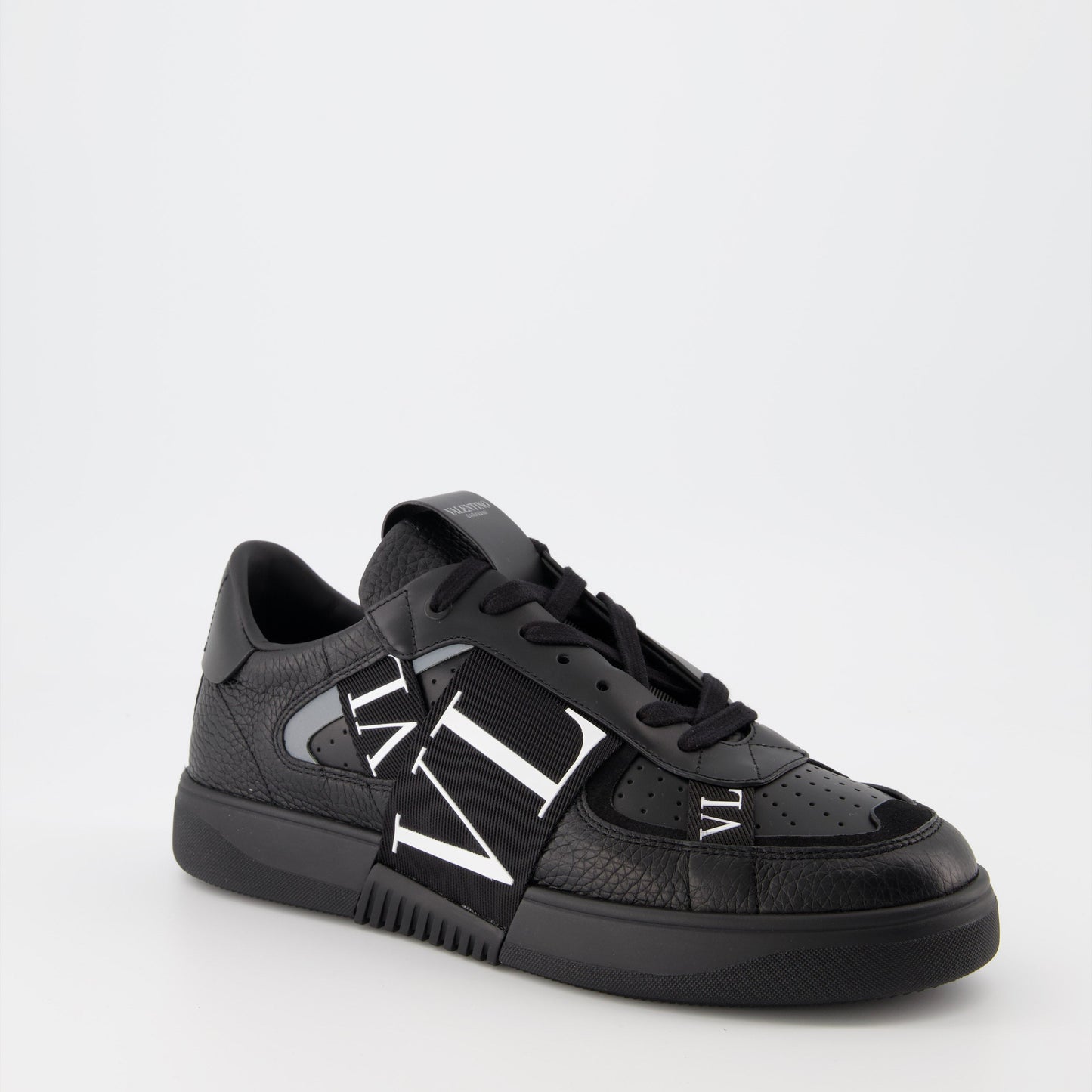 luxury sneakers, Valentino Garavani, black leather sneakers, designer footwear, high-end fashion