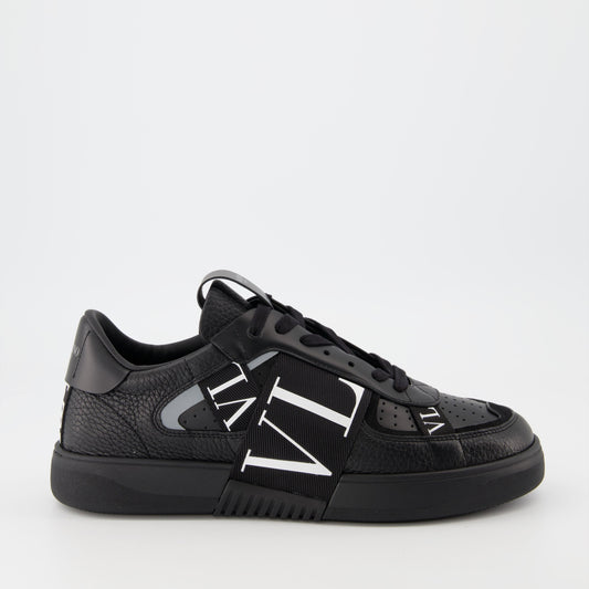 luxury sneakers, Valentino Garavani, black leather sneakers, designer footwear, high-end fashion