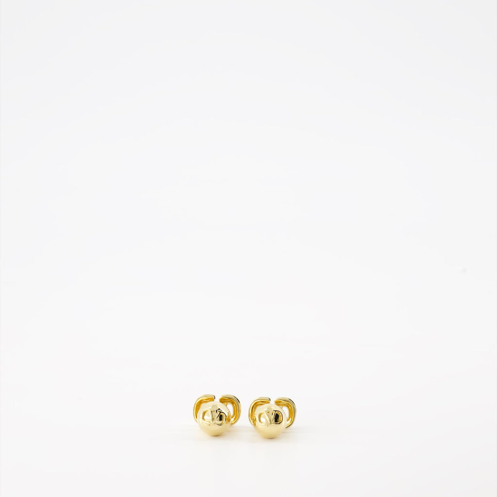 VLogo earrings, gold earrings, Valentino earrings, luxury accessories, designer jewelry