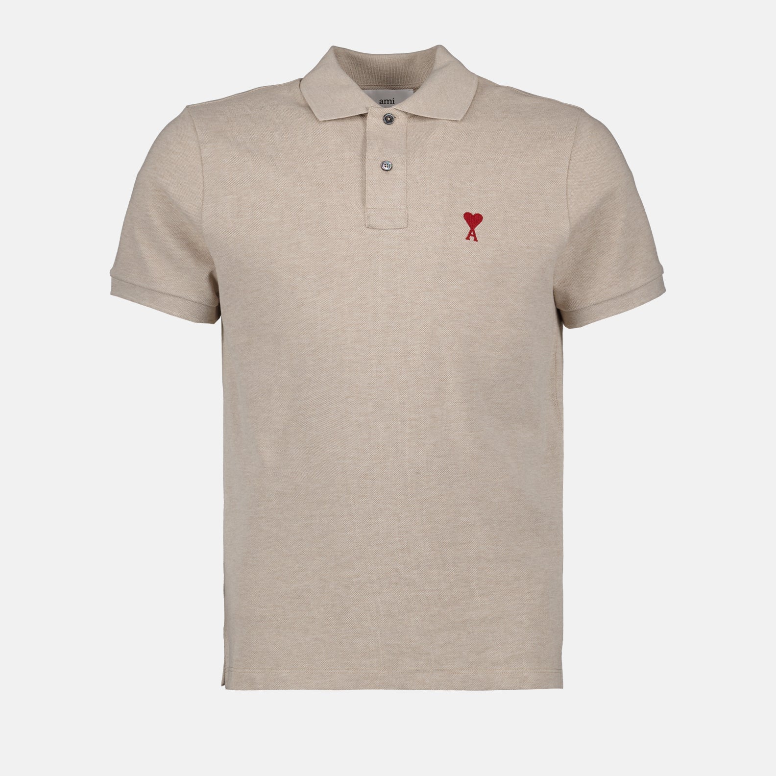 Light Beige Polo, Ami de Coeur, AMI Paris, Luxury Polo Shirt, Designer Clothing