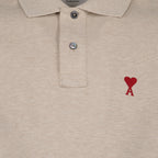 Light Beige Polo, Ami de Coeur, AMI Paris, Luxury Polo Shirt, Designer Clothing
