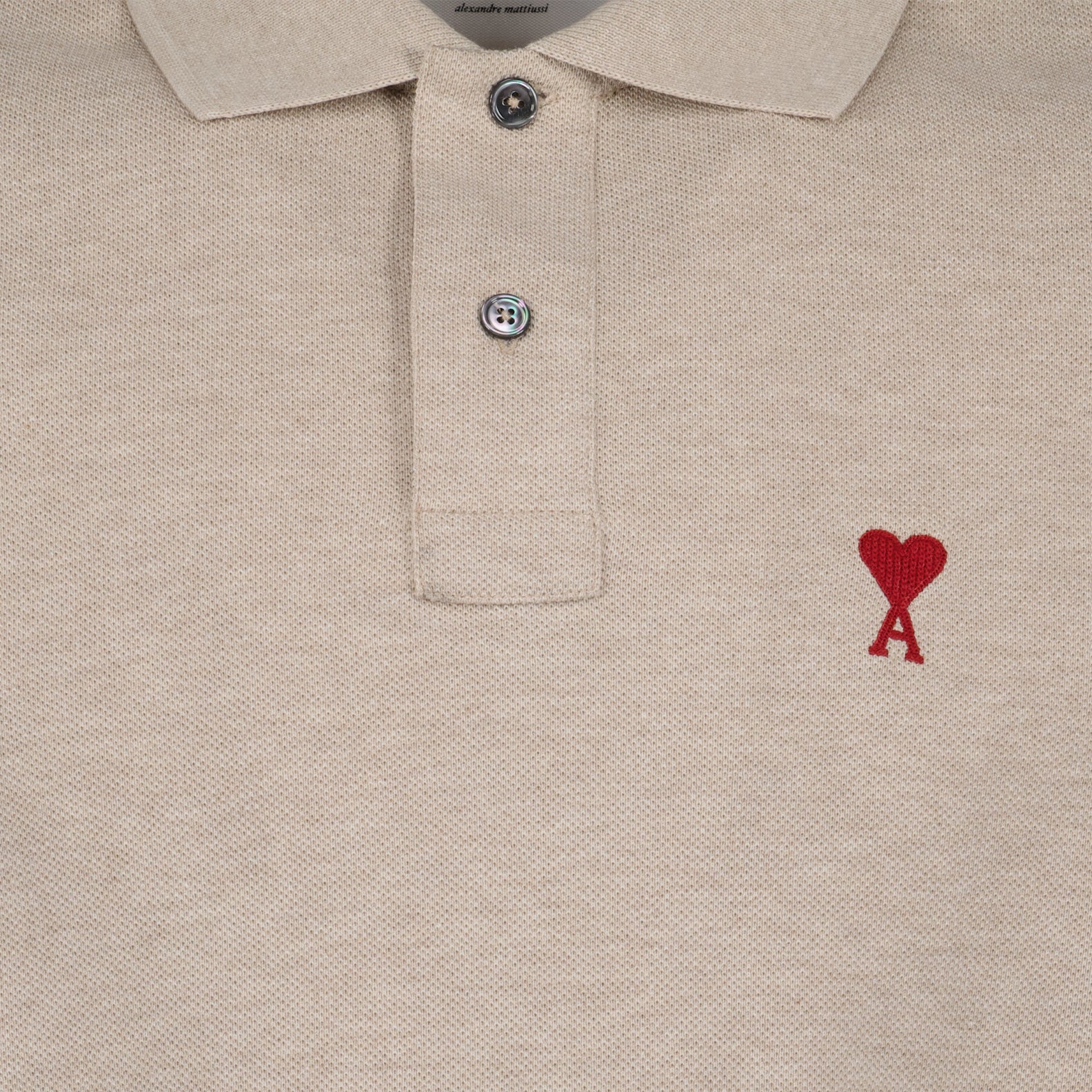 Light Beige Polo, Ami de Coeur, AMI Paris, Luxury Polo Shirt, Designer Clothing