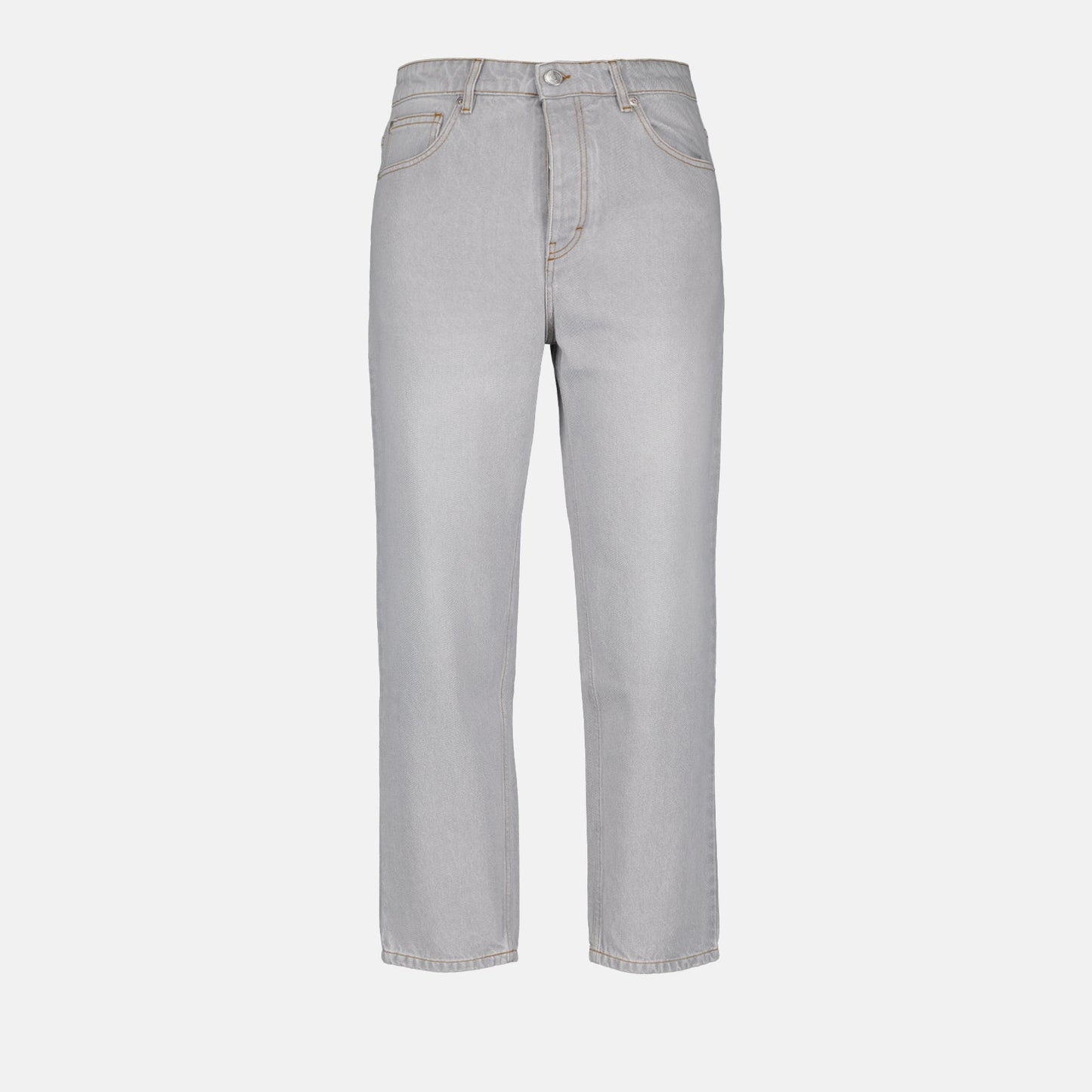 Grey washed jeans, AMI Paris straight jeans, luxury men's denim, grey straight-leg jeans, high-end fashion jeans