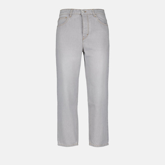 Grey washed jeans, AMI Paris straight jeans, luxury men's denim, grey straight-leg jeans, high-end fashion jeans