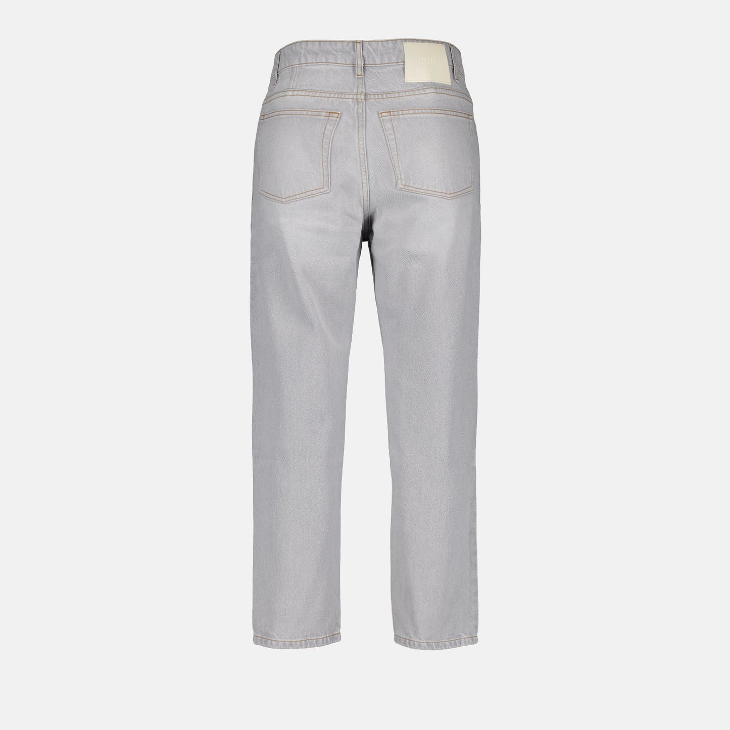 Grey washed jeans, AMI Paris straight jeans, luxury men's denim, grey straight-leg jeans, high-end fashion jeans