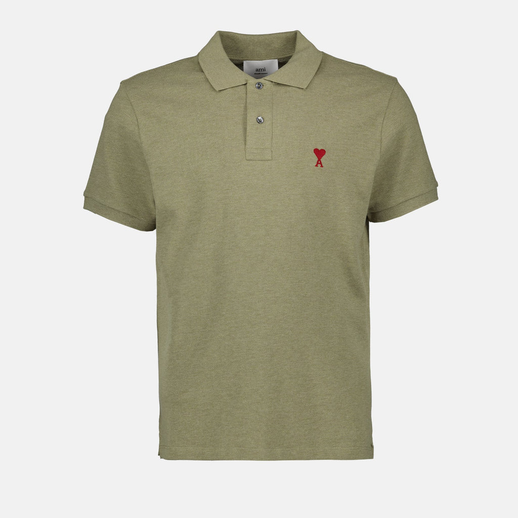 Light Green Polo, Ami de Coeur Polo, AMI Paris Clothing, Luxury Polo Shirt, Designer Polo