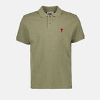 Light Green Polo, Ami de Coeur Polo, AMI Paris Clothing, Luxury Polo Shirt, Designer Polo