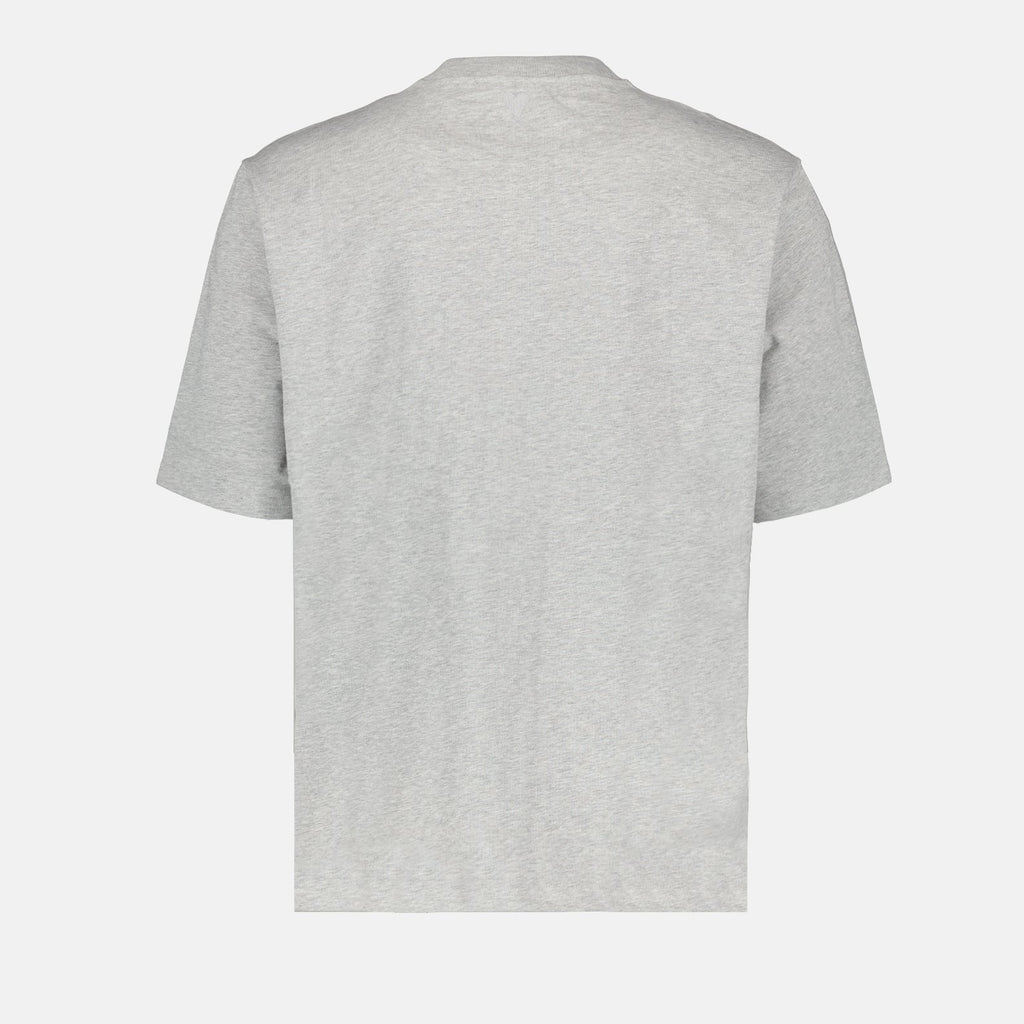 Embroidered T-shirt, AMI Paris, Grey T-shirt, Luxury Casual, Unisex Fashion