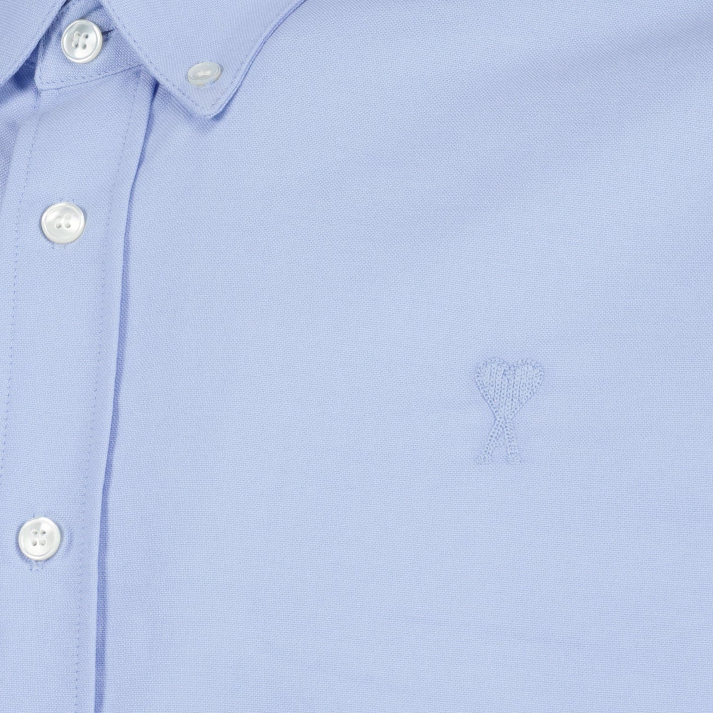 unisex blue shirt, Ami de Coeur, AMI Paris shirt, elegant blue shirt, luxury wardrobe essential