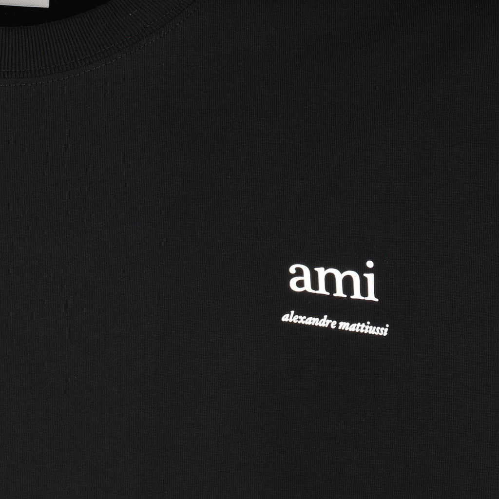 Ami Paris, embroidered T-shirt, luxury black tee, high-end fashion, designer clothing