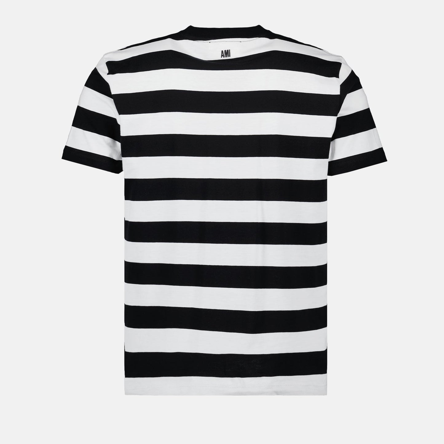 AMI Paris, striped T-shirt, Ami de Coeur, luxury casual wear, black and white stripes