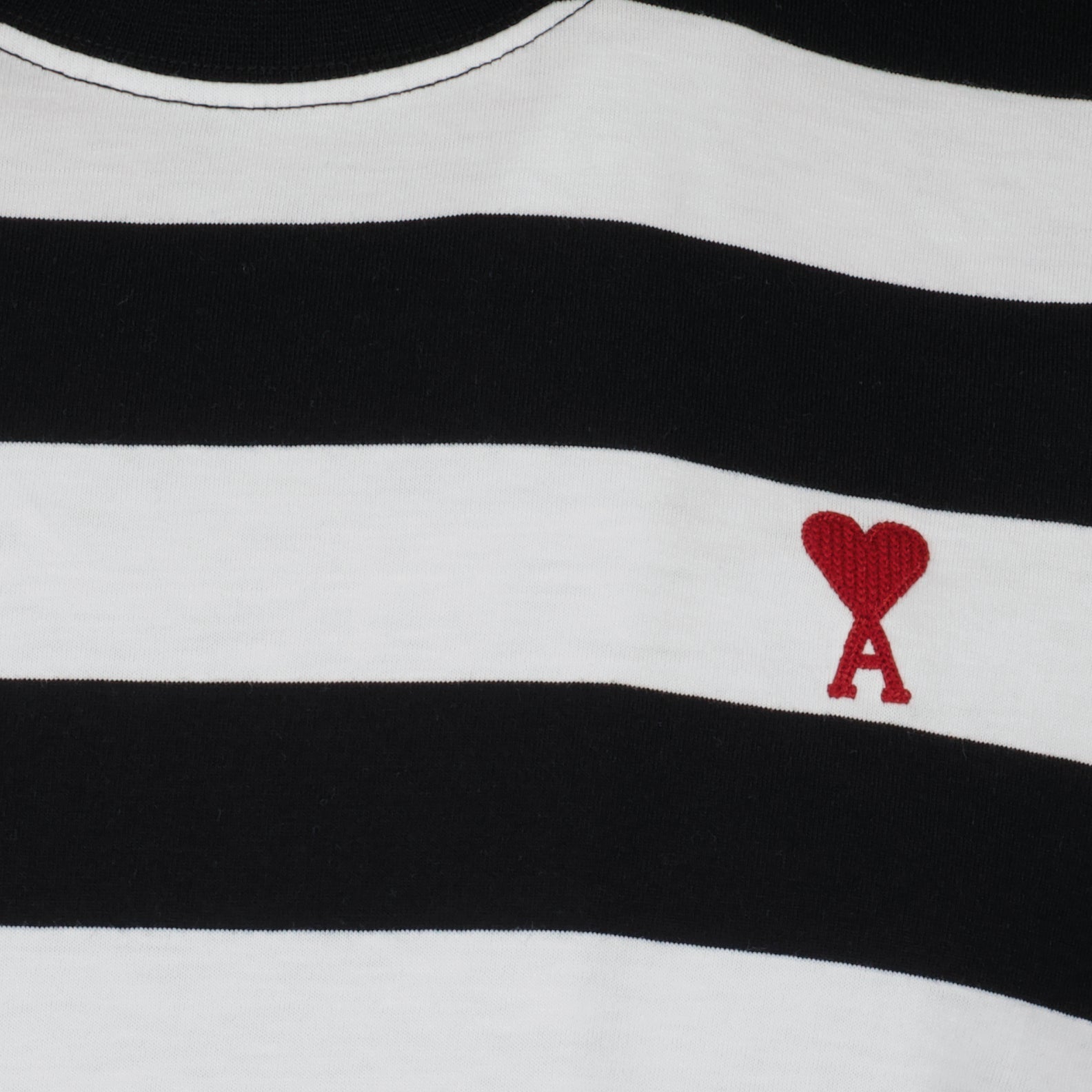 AMI Paris, striped T-shirt, Ami de Coeur, luxury casual wear, black and white stripes