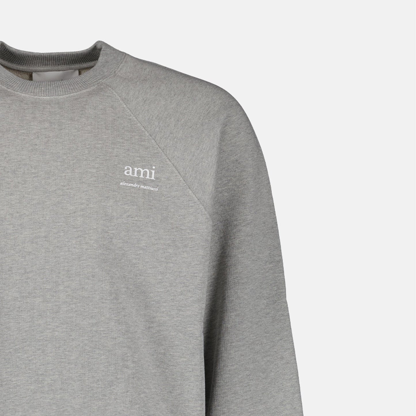 Ami Paris sweatshirt, embroidered sweatshirt, grey sweatshirt, luxury casual wear, unisex fashion