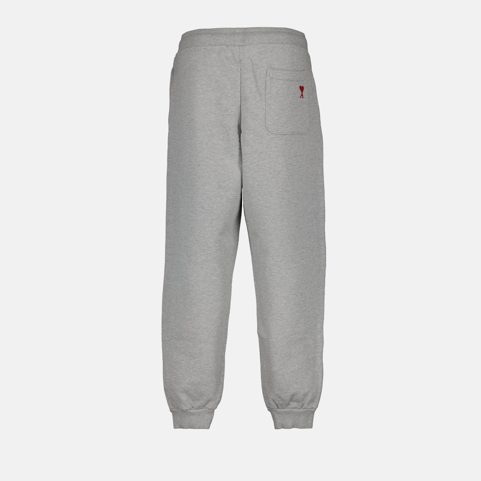 luxury jogging trousers, AMI Paris joggers, grey cotton trousers, unisex jogging pants, high-end casual wear