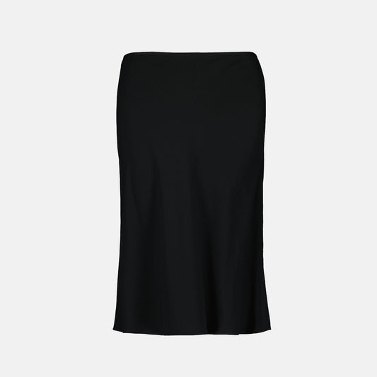 black midi skirt, viscose skirt, AMI Paris skirt, luxury womenswear, high-end fashion