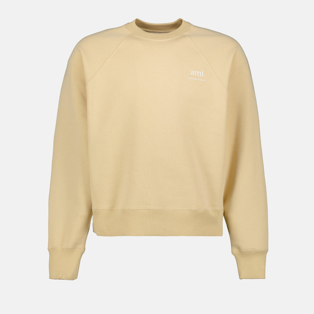 ベージュ刺繍入りスウェットシャツ