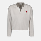 Polo Ami de Coeur, AMI Paris, luxury grey polo, timeless design, premium fashion