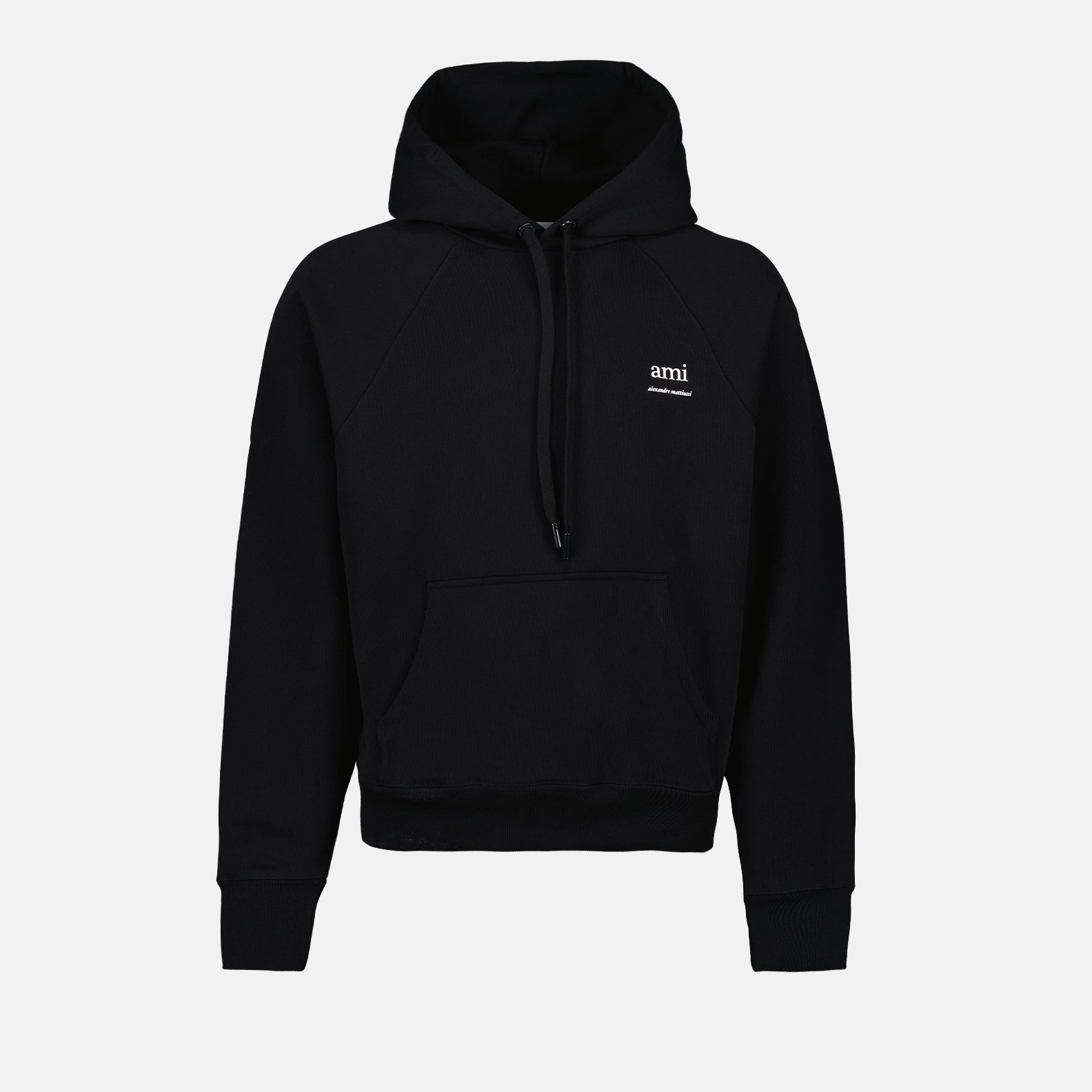 AMI hoodie, luxury streetwear, unisex fashion, black logo hoodie, high-end comfort