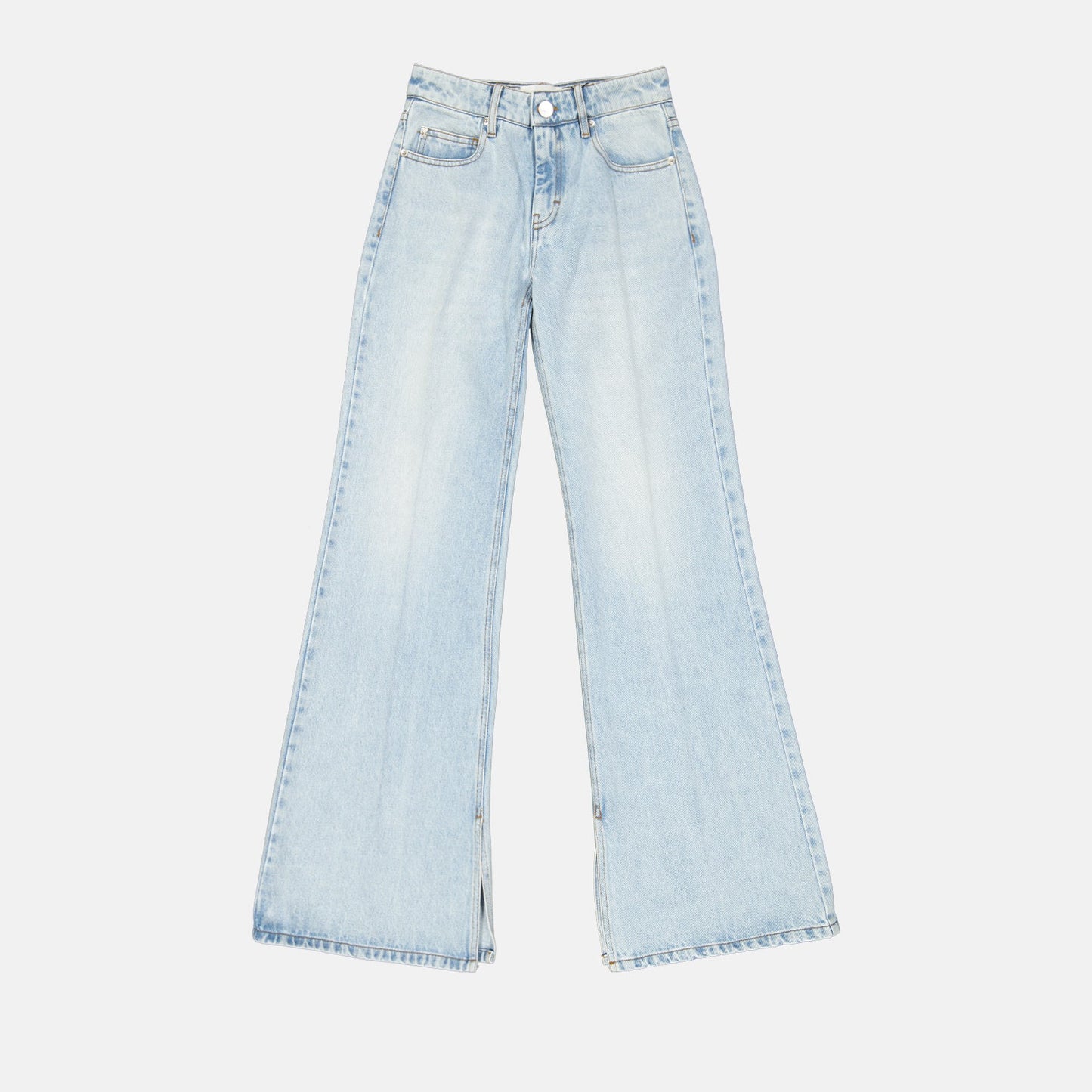 flare jeans, AMI Paris, light blue jeans, luxury denim, high-end fashion