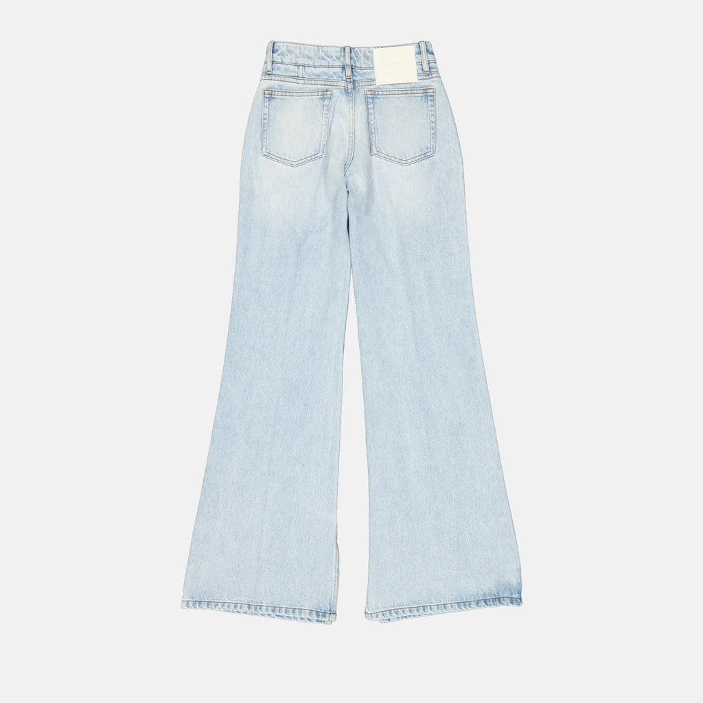 flare jeans, AMI Paris, light blue jeans, luxury denim, high-end fashion