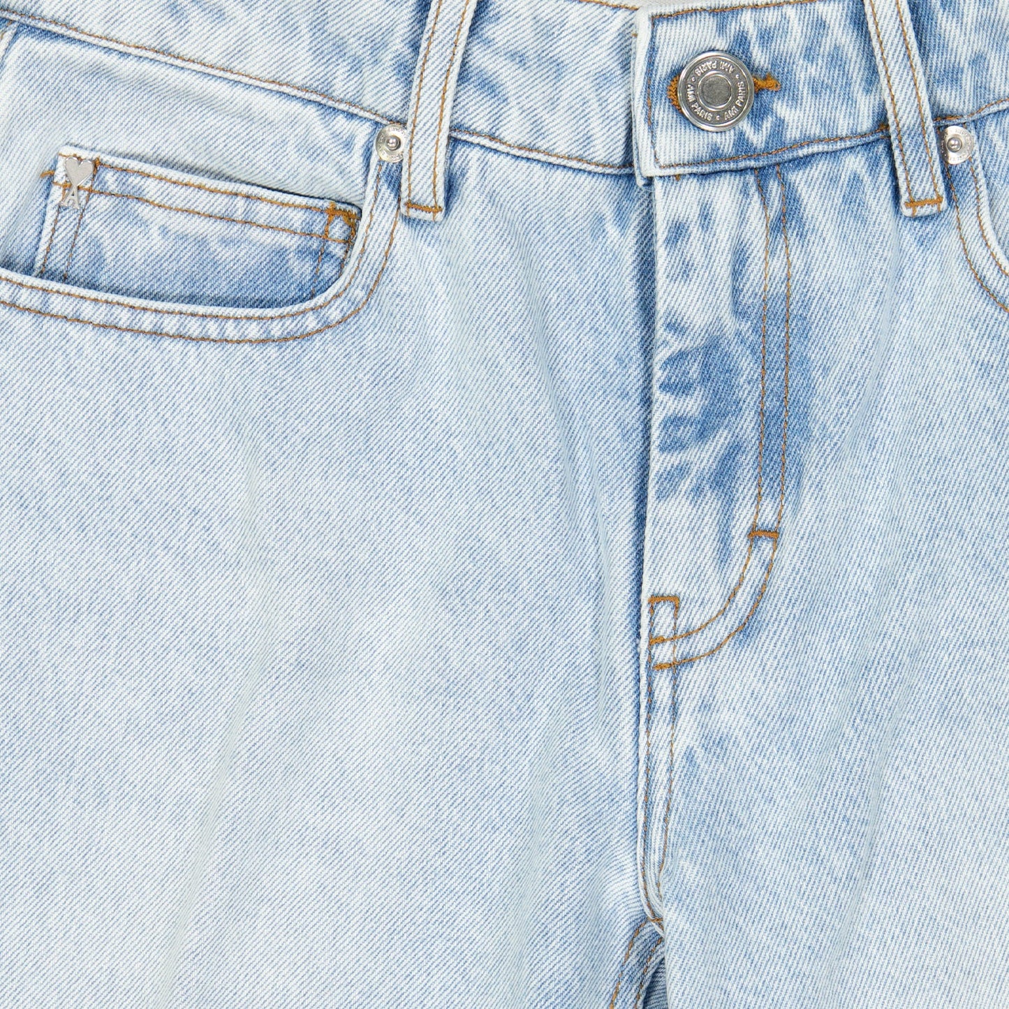 flare jeans, AMI Paris, light blue jeans, luxury denim, high-end fashion