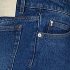 AMI Paris, denim skirt, luxury fashion, midi skirt, designer women's wear