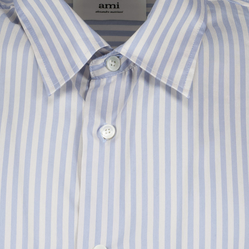 blue striped shirt, luxury casual wear, AMI Paris, elegant men's shirt, designer shirt