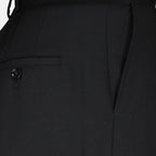 AMI Paris trousers, high-waisted wool trousers, tailored pleated trousers, luxury wool pants, elegant trousers