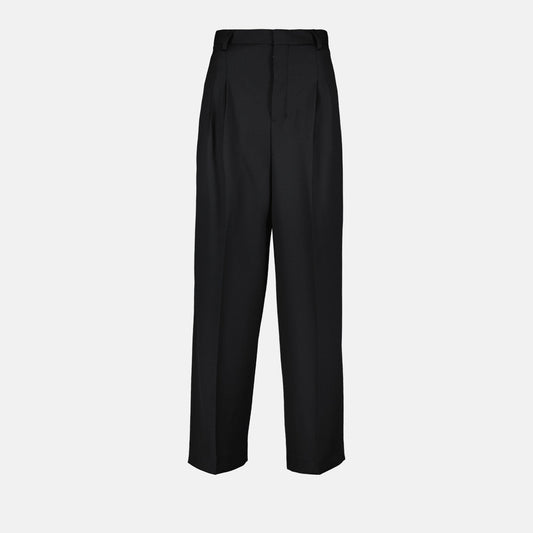 AMI Paris trousers, high-waisted wool trousers, tailored pleated trousers, luxury wool pants, elegant trousers