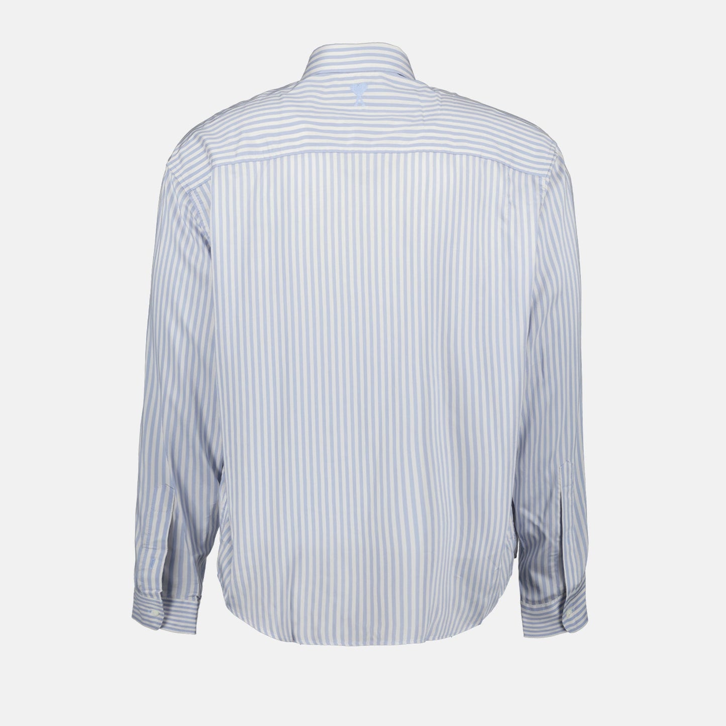 blue striped shirt, viscose silk blend, luxury unisex shirt, AMI Paris, sophisticated fashion