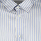 blue striped shirt, viscose silk blend, luxury unisex shirt, AMI Paris, sophisticated fashion