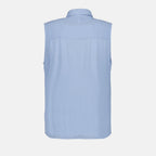 luxury viscose shirt, blue sleeveless shirt, Ami Paris clothing, high-end viscose, elegant men's shirt