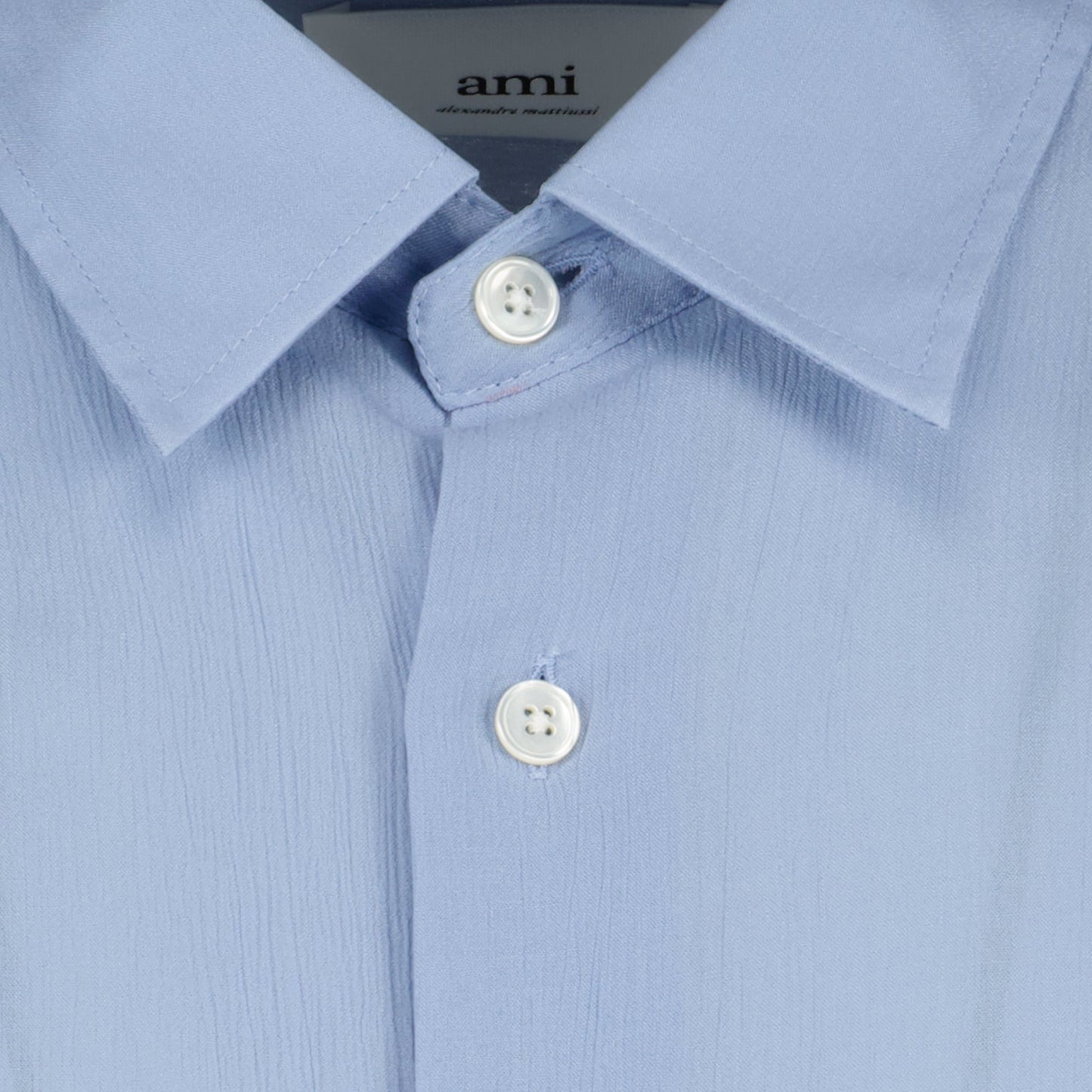 luxury viscose shirt, blue sleeveless shirt, Ami Paris clothing, high-end viscose, elegant men's shirt