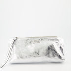 Metallic leather bag, luxury grocery bag, AMI Paris, high-end tote, crinkled leather accessory