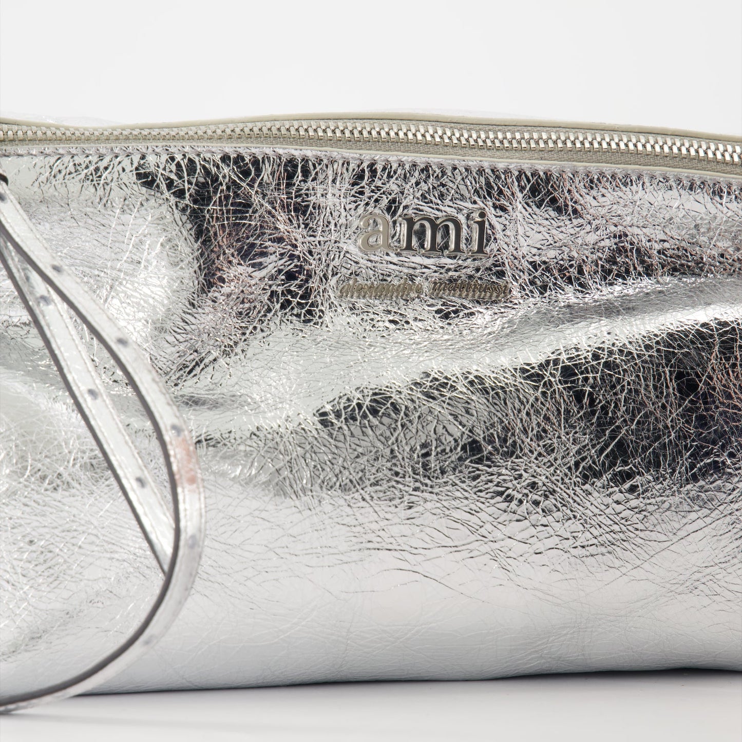 Metallic leather bag, luxury grocery bag, AMI Paris, high-end tote, crinkled leather accessory