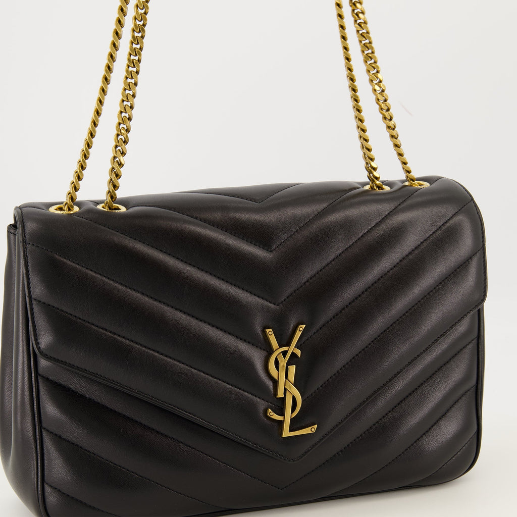 Saint Laurent Sac Loulou, black lambskin bag, luxury handbags, designer accessories, high-end bags