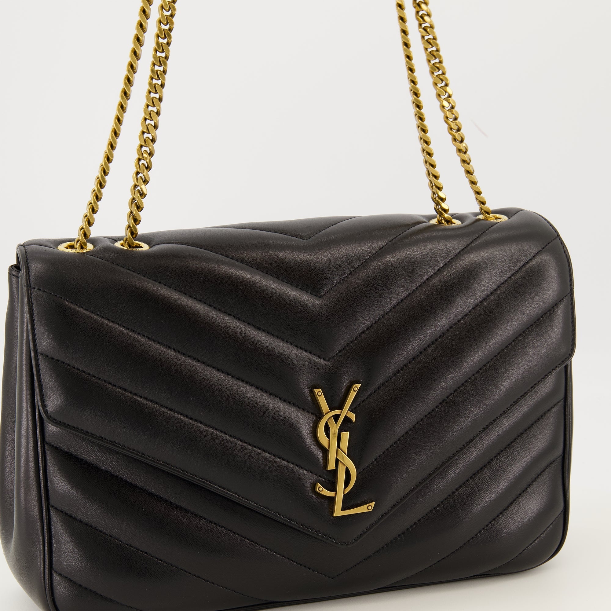 Saint Laurent Sac Loulou, black lambskin bag, luxury handbags, designer accessories, high-end bags