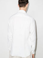 Orlebar Brown, White Linen Shirt, Luxury Menswear, Elegant Shirt, High-End Clothing