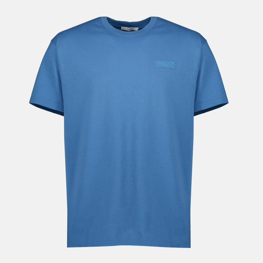 Givenchy t-shirt, light blue cotton t-shirt, gros grain logo tee, Spring-Summer 2026 collection, designer casual wear