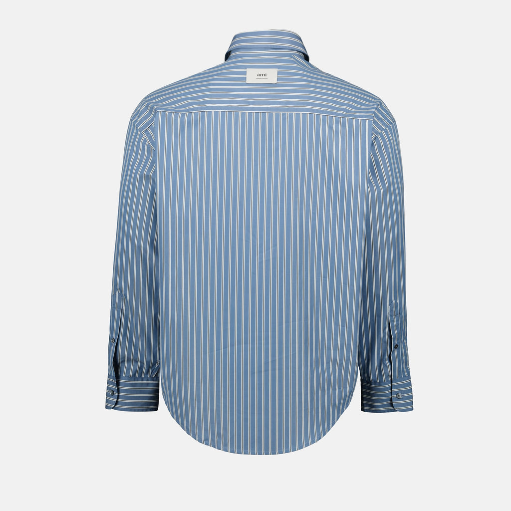 AMI Paris shirt, blue striped shirt, cotton shirt, men's fashion, stylish shirts